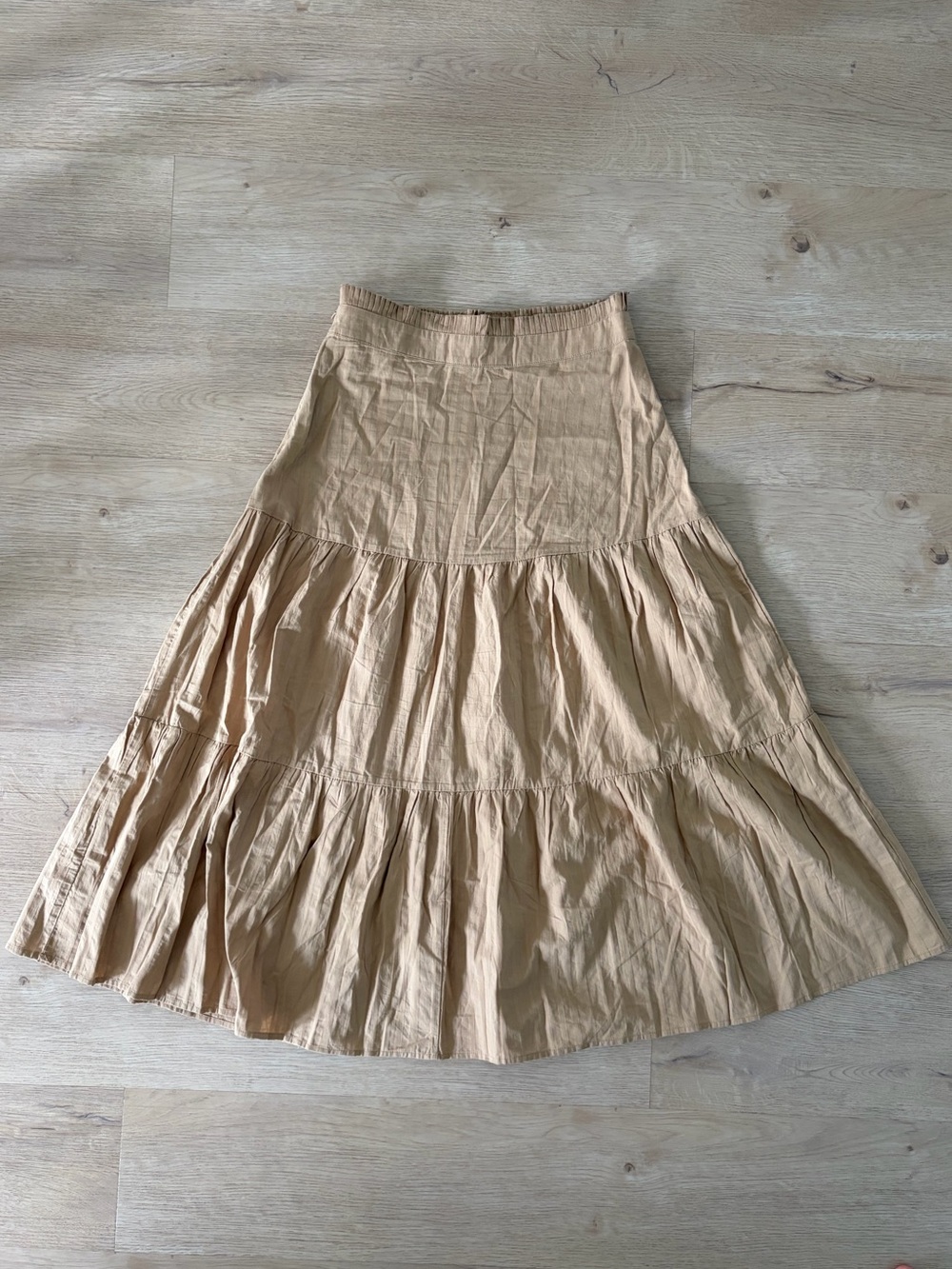 Moon River Neutral Tiered Maxi Skirt in Beige